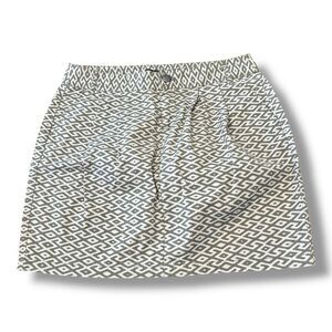 Gap Pleated Skirt Pockets Geometric Print Stretch Green Cream Mini Women’s Sz 8
